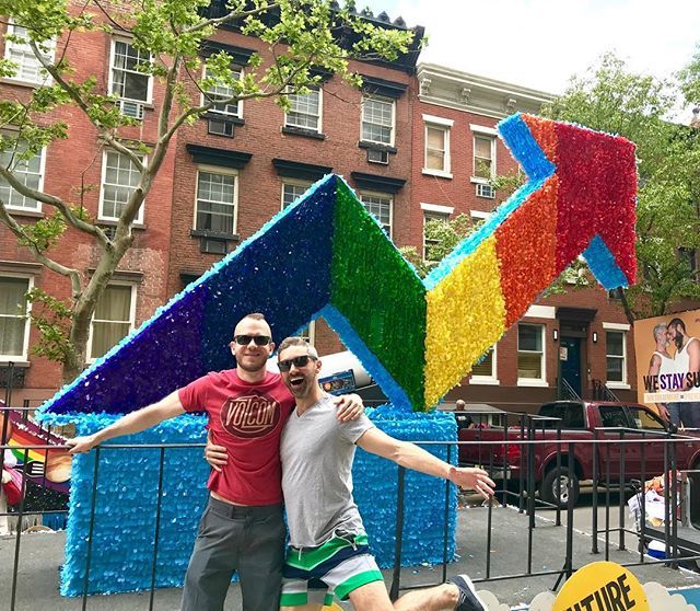 peterantheon's tweet photo. The #nycprideparade floats were on deck on my street! Was so fun to have the happy energy of various participants on the block all morning. Happy Pride! #happypride 🌈💜🏳️‍🌈 https://t.co/qm4U62ZwcS https://t.co/OwaLu98eOt