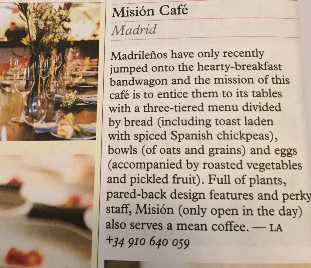After 3 days research I’m declaring <a href="/MisionCafe/">Misión Café</a> the best coffee in Madrid! The people and vibe are wonderful too! Thanks for the recommendation <a href="/MonocleMag/">Monocle Magazine</a>