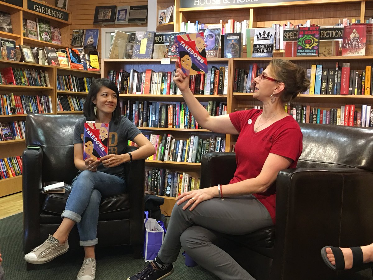 LeahsMark's tweet photo. Love celebrating the launch of TAKEDOWN with @LauraShovan and @KarinaYanGlaser !!!! #mglit #wrestling #girlscompete https://t.co/xqFR6bT8bM
