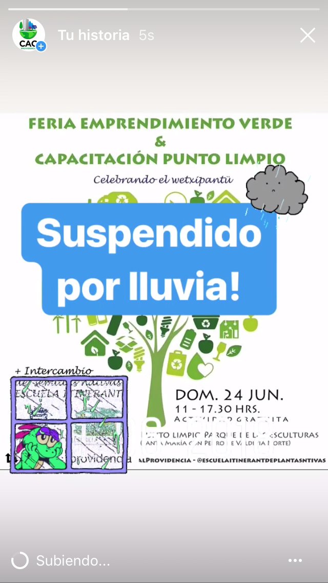 Debido a la lluvia hemos tenido que suspender la actividad de hoy en Parque de las Esculturas! 
Cc <a href="/Muni_provi/">Muniprovi</a>