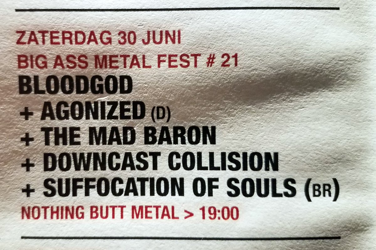 30 juni. Je allerlaatste kans om Bloodgod live te zien. Grijp 'm! Krijg je er meteen een dik optreden van 4 andere retevette metalbands bij. Alleen op Big Ass Metal Fest #21 in Utrecht. Be there!