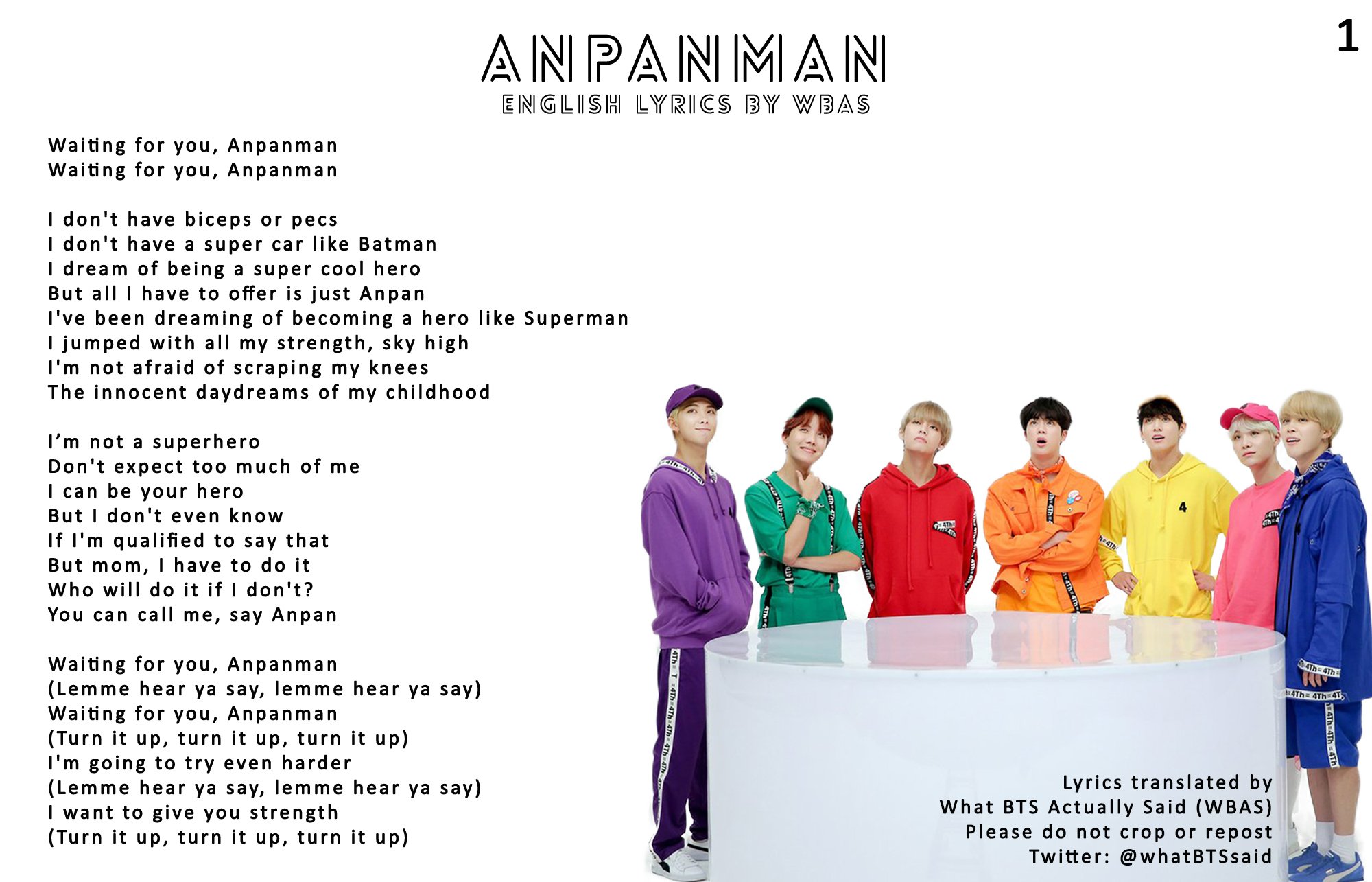 Twitter 上的what Bts Actually Said My Take On The English Lyrics For Anpanman Choiceinternationalartist Teenchoice Bts Bts Twt T Co Zsziiqcjzz Twitter