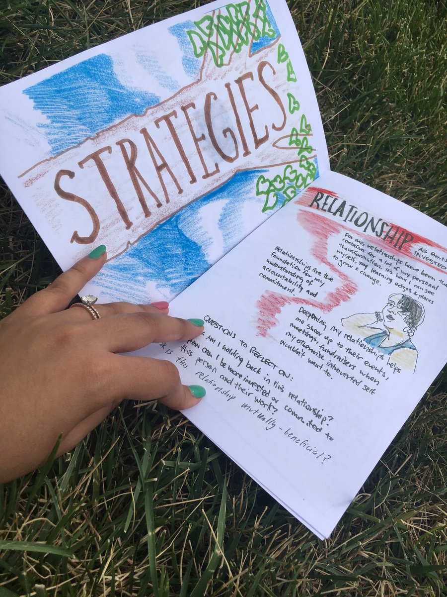 Nikishka's tweet photo. Just laying in the grass dreaming about shifting wealth and power away from extractive systems towards regenerative and whole systems // zine by the brilliant Kate Poole #CommonBound2018 https://t.co/inXbp9qVTE