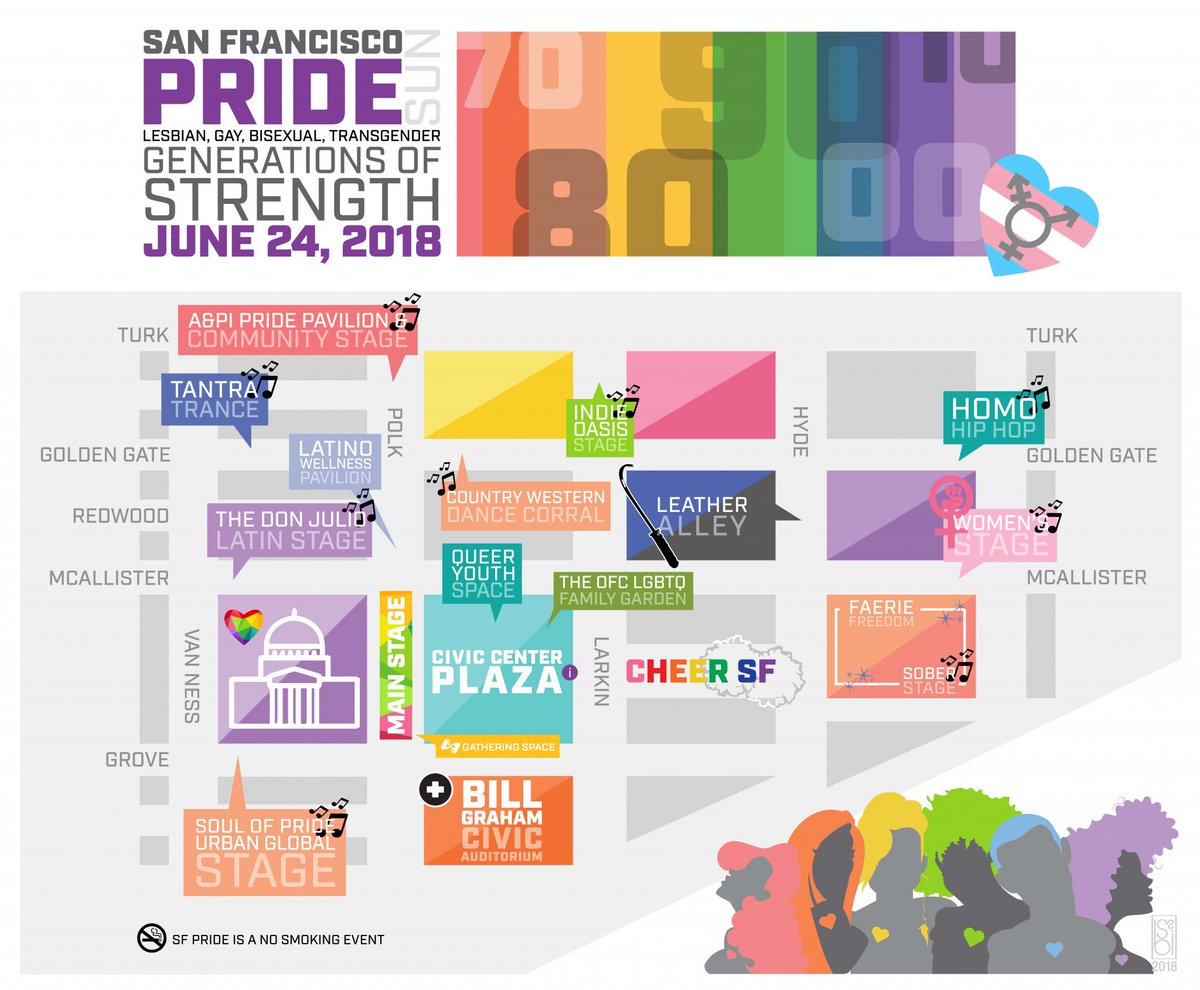 TransitCenterSF's tweet photo. Celebrate @SFPride this weekend 🏳️‍🌈 
Check out the map for #SFPride
#PrideMonth https://t.co/Iaq8lhONu0