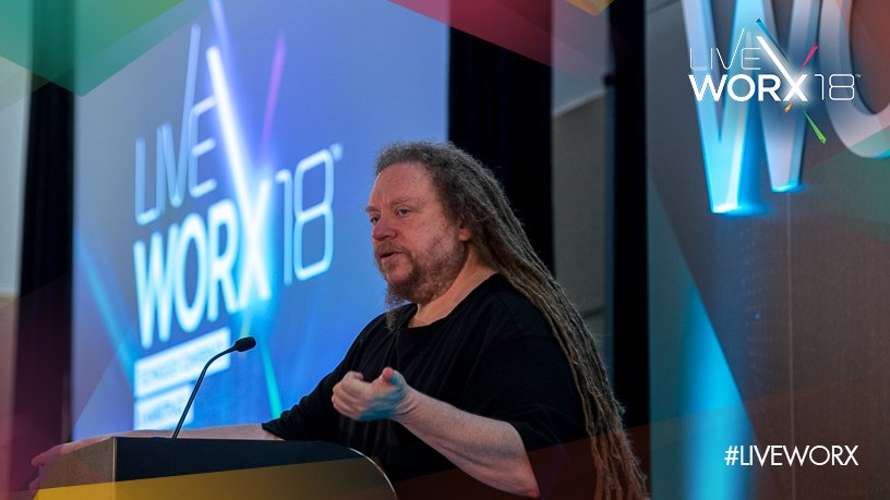 LiveWorx's tweet photo. "I think we're on the verge of unlocking human intelligence, human cognition," said Jaron Lanier #DigitalTransformation #LiveWorx https://t.co/7YUb4MyT5n