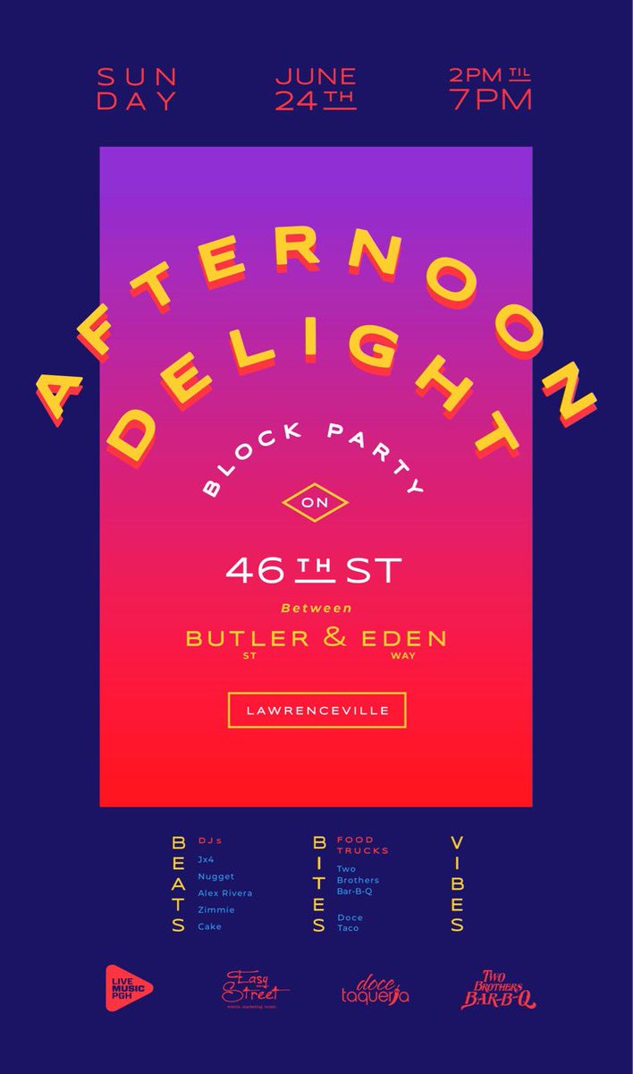 This is happening TODAY in @lvpgh! #FREE for 21+ guests. Pop-up bar by @TheGoldmark, food + DJs. #AfternoonDelight
