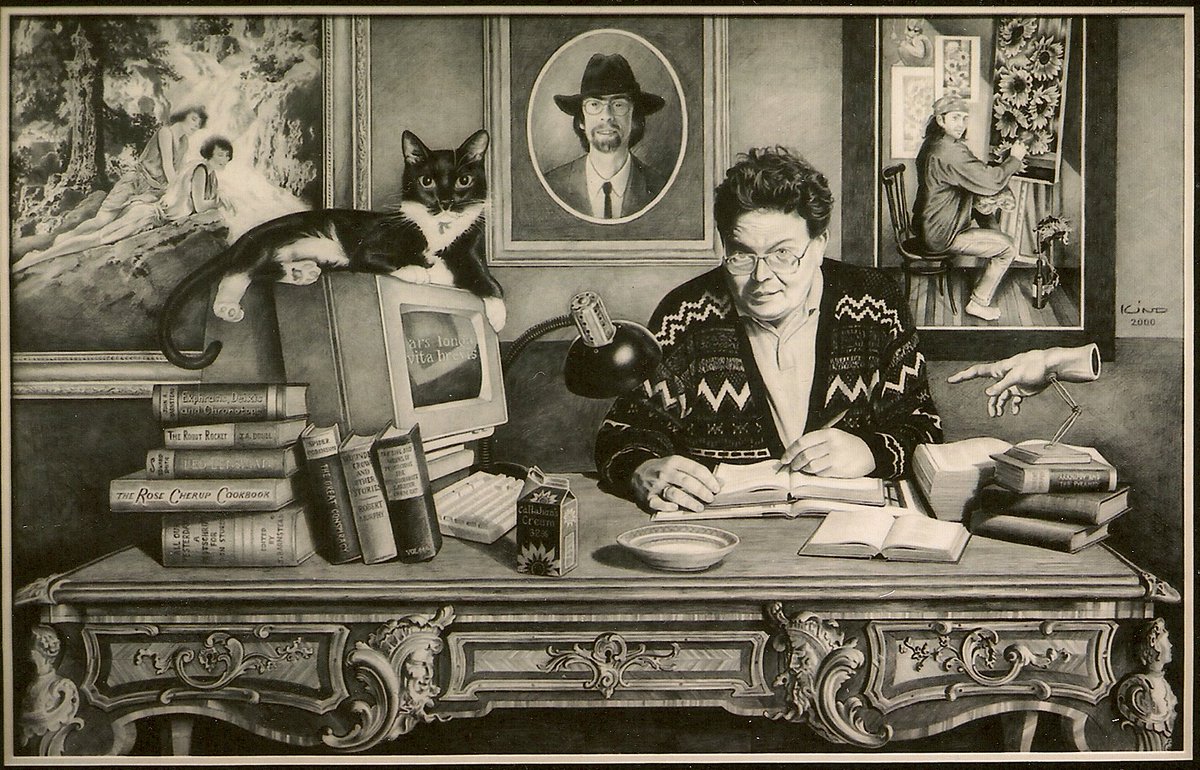 JohnABarnstead's tweet photo. "Did I hear a *tweet*?" the Late and Much-Lamented Pernicious the Musquodoboit Harbour Farm Cat inquires of his faithful amanuensis and general factotum. "Unlikely," his FA&GF replies. "Most likely a Spider warbling Robin Son(g) -- or quoting Frost's 'Design.'" #myfirstTweet https://t.co/D4hbOFGuhk
