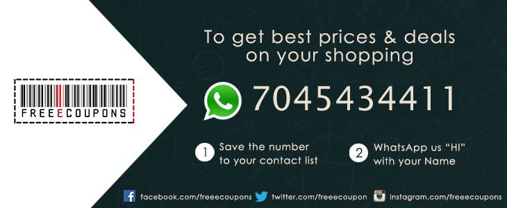 Freeecoupon's tweet photo. #Freeecoupons is one of the leading #couponsites in #India, which helps all those ardent online shoppers in saving more while shopping. Freeecoupons provides free #ecoupons #deals with #coupons, #offers & deals.
Join Our #Whatsapp Broadcast Alert and get Deals & Offers Update. https://t.co/fDKGXlfbbP