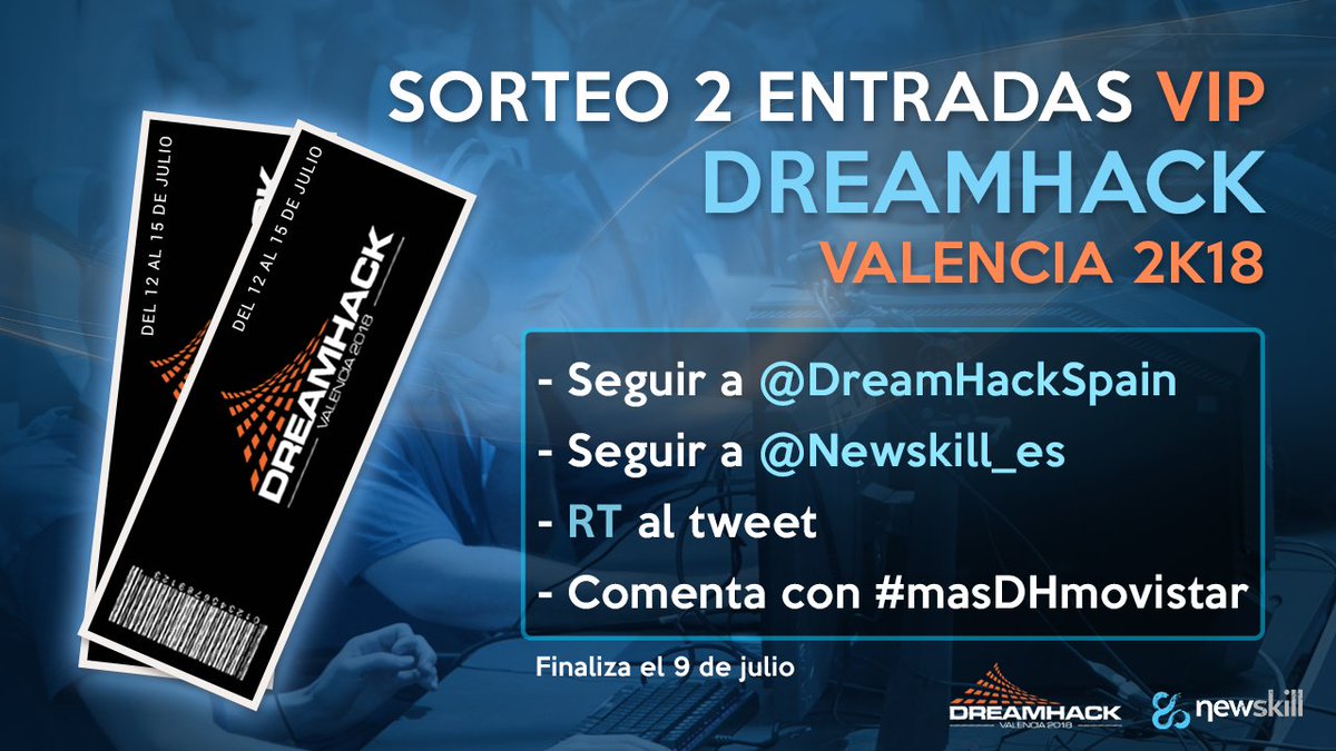 newskill_ES's tweet image. 🔷 SORTEO 2 ENTRADAS VIP PARA #DREAMHACK18 🔷

¿Quieres ir a #DHVLC18 por la cara? 

🔃 RT al tweet 
🚶‍♀️ Seguir a @DreamHackSpain y @newskill_ES
🗣️ Comenta con #masDHmovistar 
📅 Finaliza 9 de Julio 

➡️ masdh.es/Nwskill18 #NewskillDH  😊