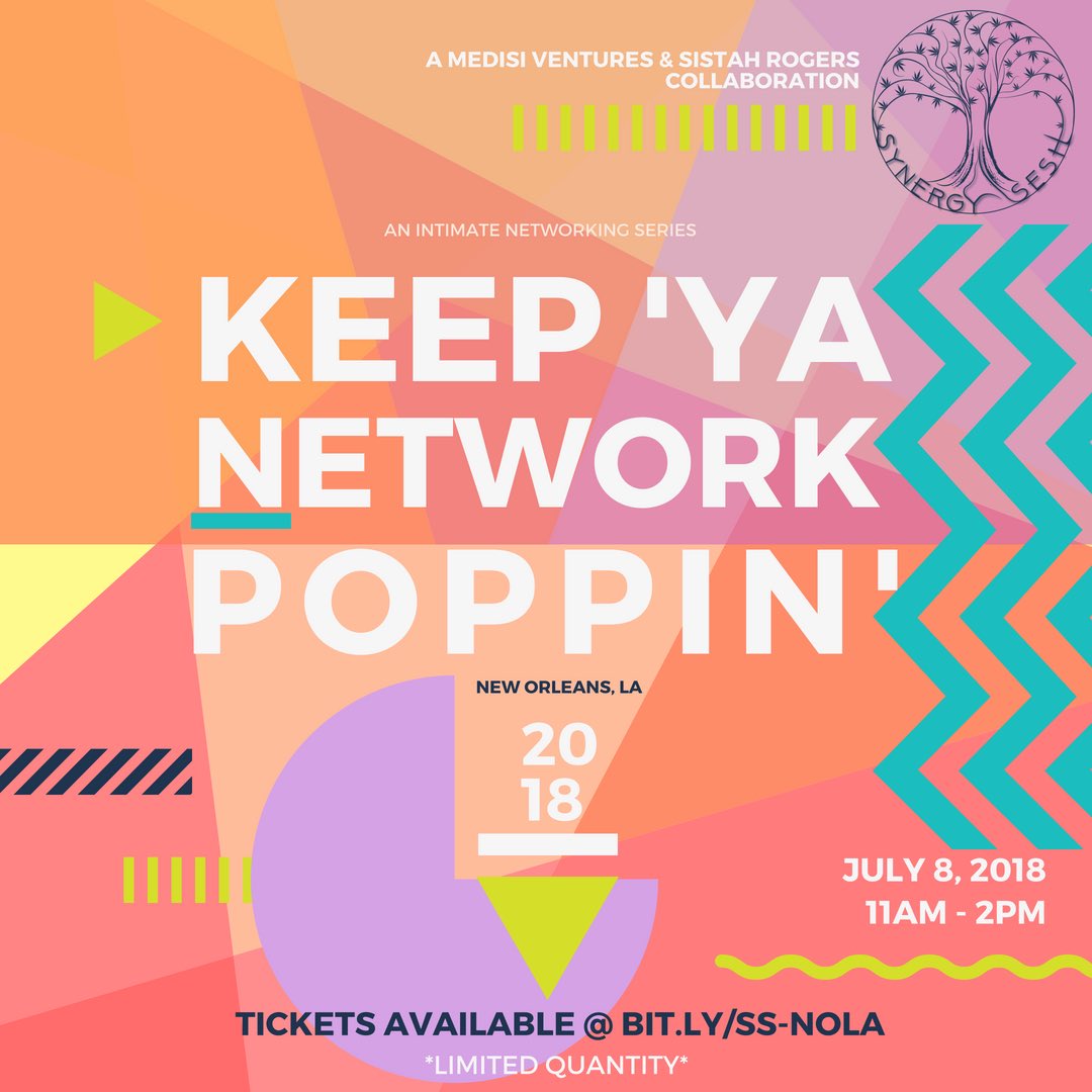 synergysesh's tweet photo. In New Orleans during #EssenceFest?! Join us for food + convo Sun., July 8th. Whether you’re canna-curious, ready to jump in, or already in the industry-KEEP ‘YA NETWORK POPPIN! We have a great line-up of Guest Entrepreneurs ready to keep the synergy LIT https://t.co/7LdWYL9GFw https://t.co/OnWdbxbO7K