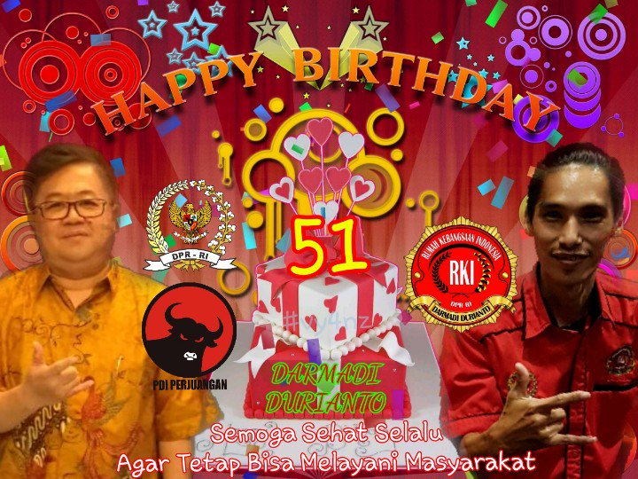 hanabi_bang2's tweet photo. SELAMAT ULTAH KE-51 PAK @DuriantoDarmadi 
SEMOGA SEHAT SELALU dan PANJANG UMUR
#DarmadiDurianto 
#51TahunDarmadiDurianto
#vy4nz #rkiddgropet https://t.co/8h3mKKBDfi