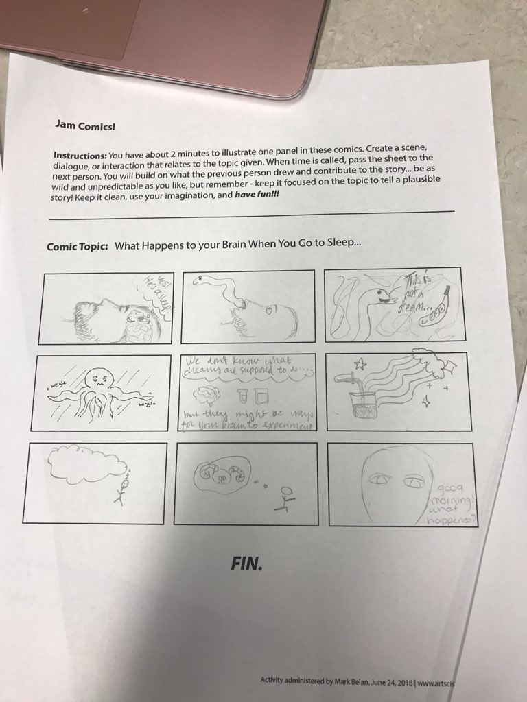 cSciencewriters's tweet photo. #jamcomics with Mark Belan. Students worked together to create a 9 panel #comic! https://t.co/MJOguYVNQ7