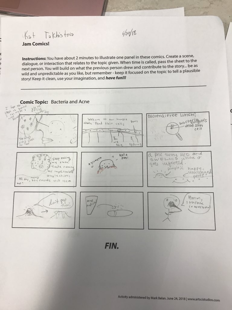 cSciencewriters's tweet photo. #jamcomics with Mark Belan. Students worked together to create a 9 panel #comic! https://t.co/MJOguYVNQ7