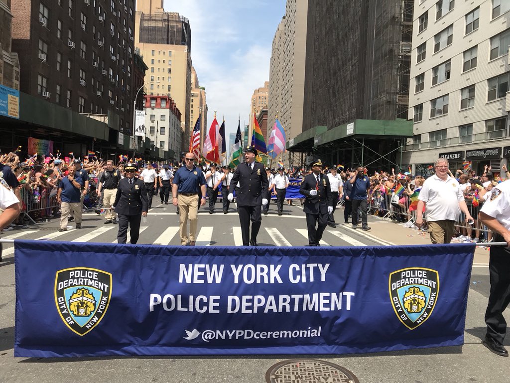 NYpD officers marching in the pride parade