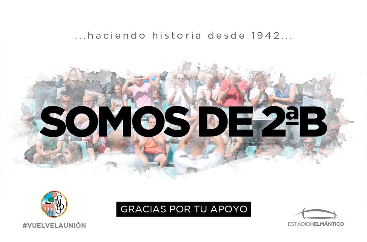 SalamancaCFUDS's tweet photo. ¡¡SOMOS DE SEGUNDA DIVISIÓN B!!

¡¡ESTAMOS DE VUELTA!!

#SalamancaConLaUDS
#VuelveLaUnion 🏳️🏴 https://t.co/ab5yQkW9Fn