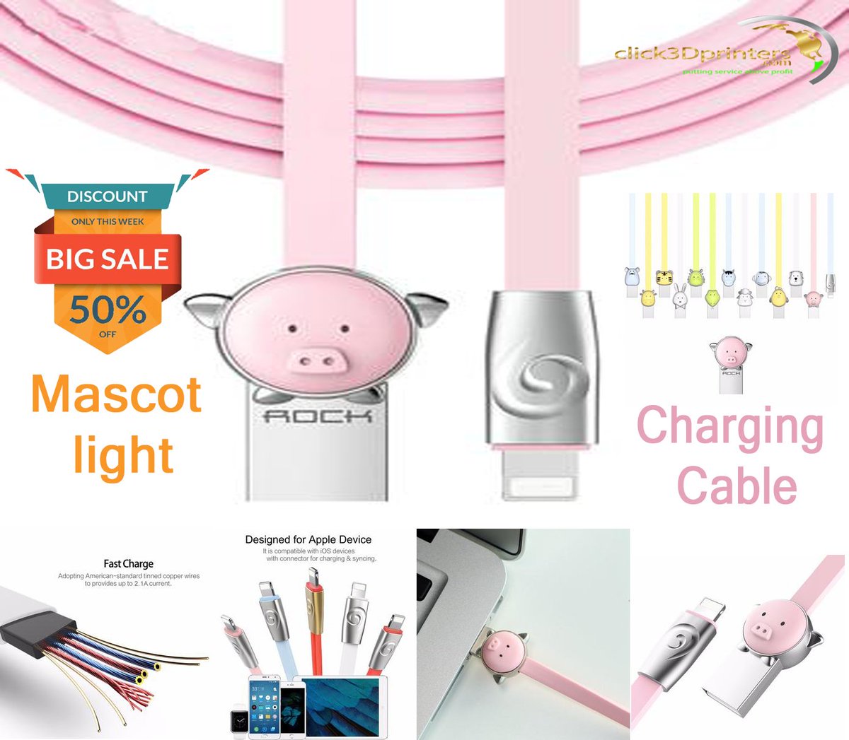 Click3DPrinters's tweet image. This awesome #Mascot light Charging Cable for #iPhone 6 5s 7 USB Cable , see more at - ow.ly/uXG130kDLdz - #click3Dprinters #technology #smartphone #mobile #design
