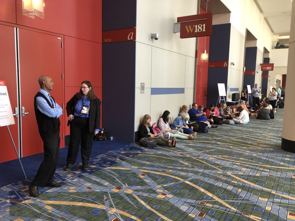 historysandoval's tweet photo. When you are 30 minutes early but an hour too late #iste18 #everythingisfull ๐ซ๐ซ๐ซ with @JoeFuertsch https://t.co/FIgijpSWRJ
