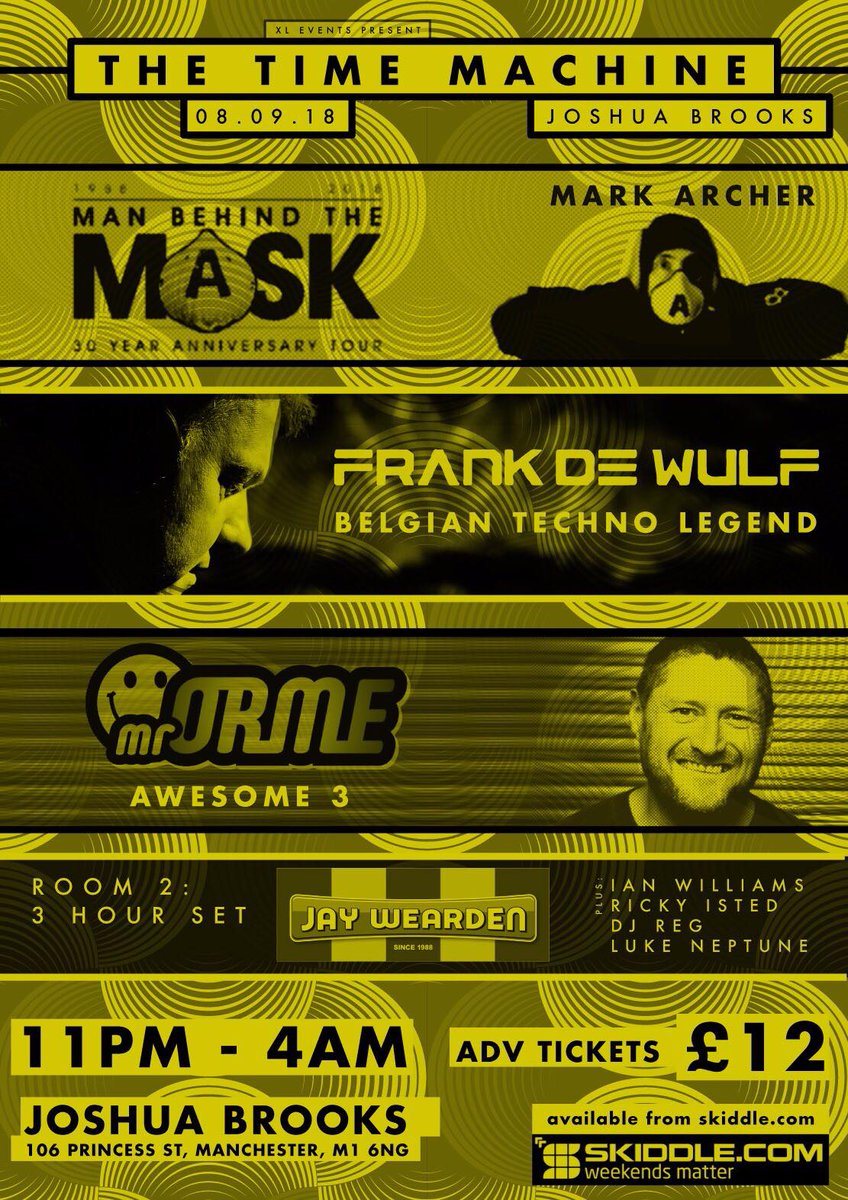 XL_Promotions's tweet photo. Early Birds have now sold out!
Standard entry tickets available on Skiddle
https://t.co/z0heJgbQiL…/Joshua…/The-Time-Machine/13164975/
#letsgo @JayWearden @mark_archer @FrankDeWulf @lukeneptune @TracyTinks @NLA_Artists @_NikNik_ @Altern8_FanClub @WeAreAltern8 @Acidhouseuk https://t.co/xwtYGjoKGJ