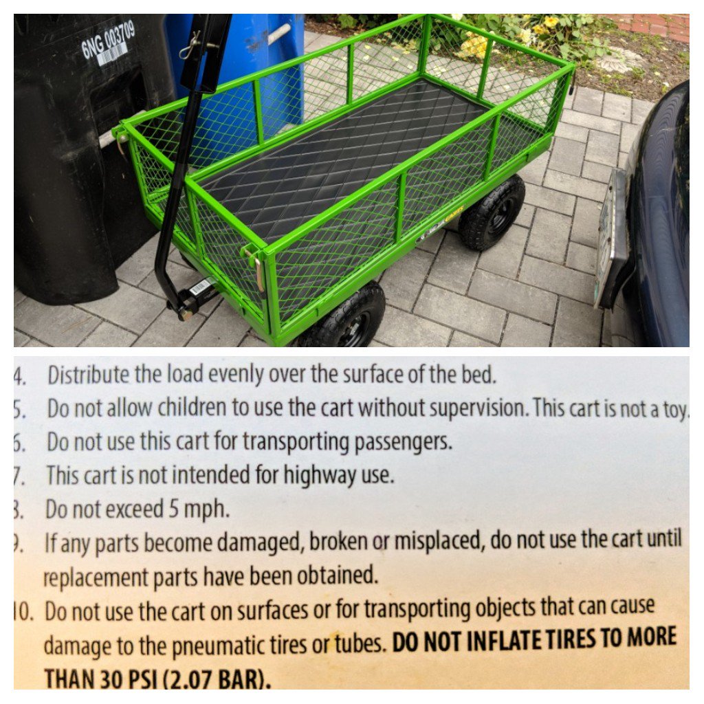 walcottav's tweet image. New gardening SUV. I do not understand instructions 5 - 8. #heyfelinewannagoforaride #celebratingthatnewdecade #backsaver #littlegreenwagon