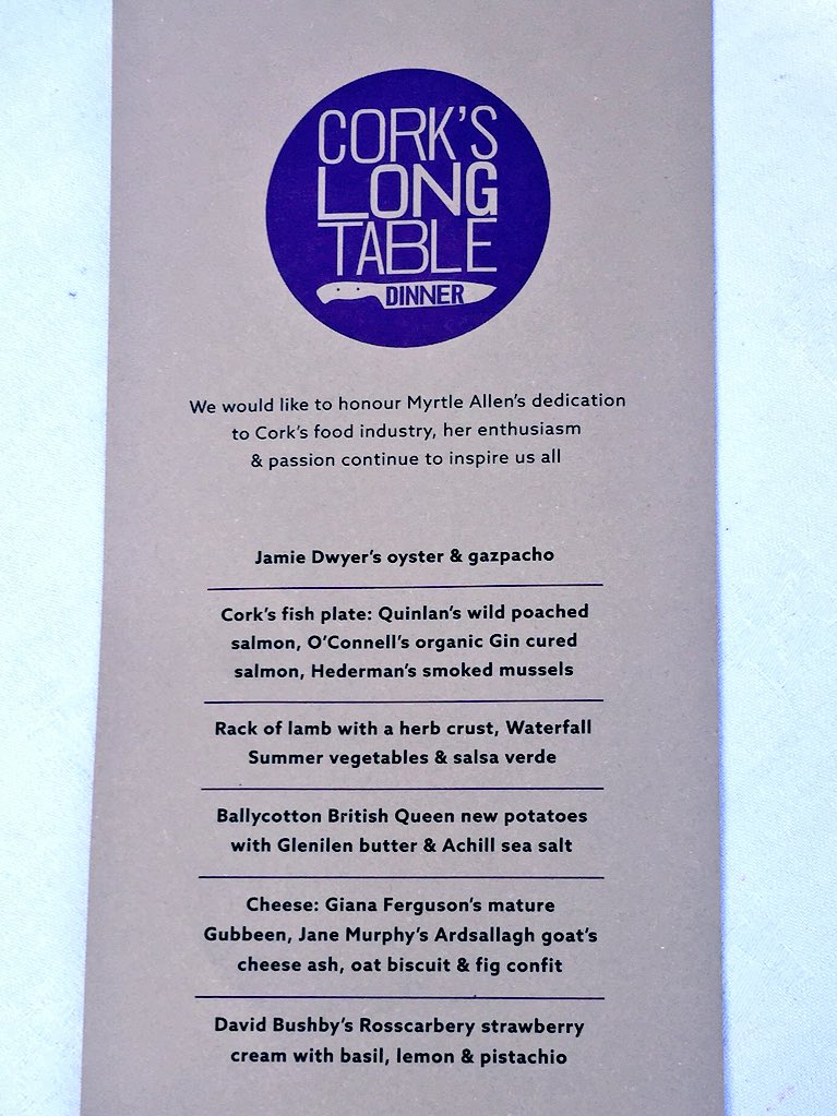 colmmccan's tweet photo. Amazing event Cork's Long Table 420 people on South Mall @CorksLongTable Collaboration by 10 Cork city restaurants, local suppliers & lovely dedication on menu to the late Mrs Myrtle Allen #CorksLongTable #Cork & Farmhouse cheese paired with Jameson Caskmates #MidletonDistillery https://t.co/drgprW1fly