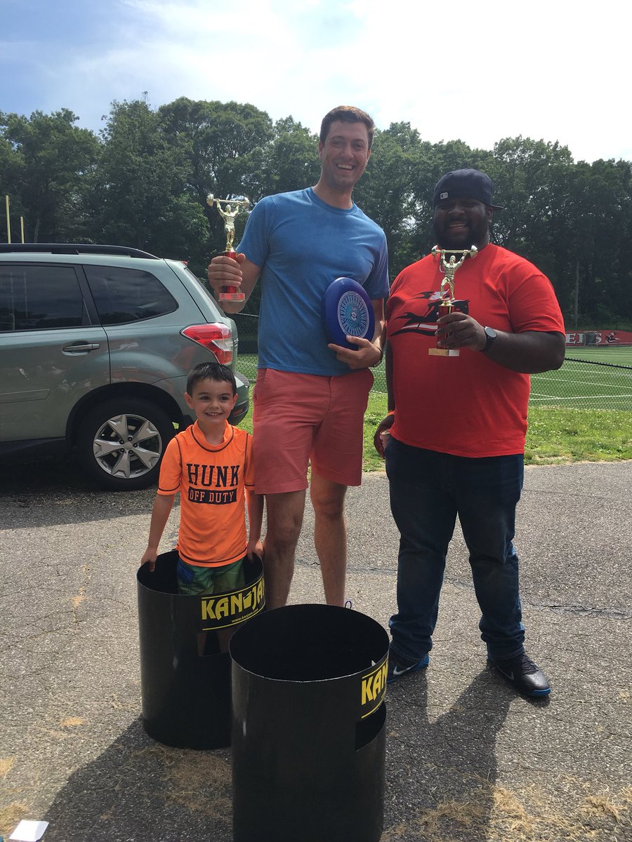 LuHiFootball's tweet photo. Day of. Champions today at the Tailgate Olympics. Nate/Gabby Martone, Pete Martone/Thomas Seger, Rickie Furline/Pete Martone and the upset of the day Kelly Reno and Nate with the Jart Championship!  @ThomasSeger12 @AmbassadorBIGz https://t.co/Aixlw7Tjbo