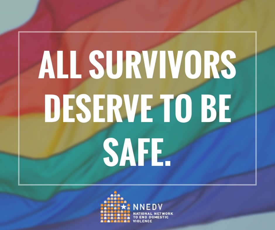 nnedv's tweet photo. We call on all those working with survivors around the globe to ensure that their policies &amp; practices create an atmosphere that ensures LGBTQ survivors have meaningful access to their services and are supported in their journey to safety. ❤️ #PrideMonth #Pride2018 #Pride https://t.co/qbwwzGXdB1