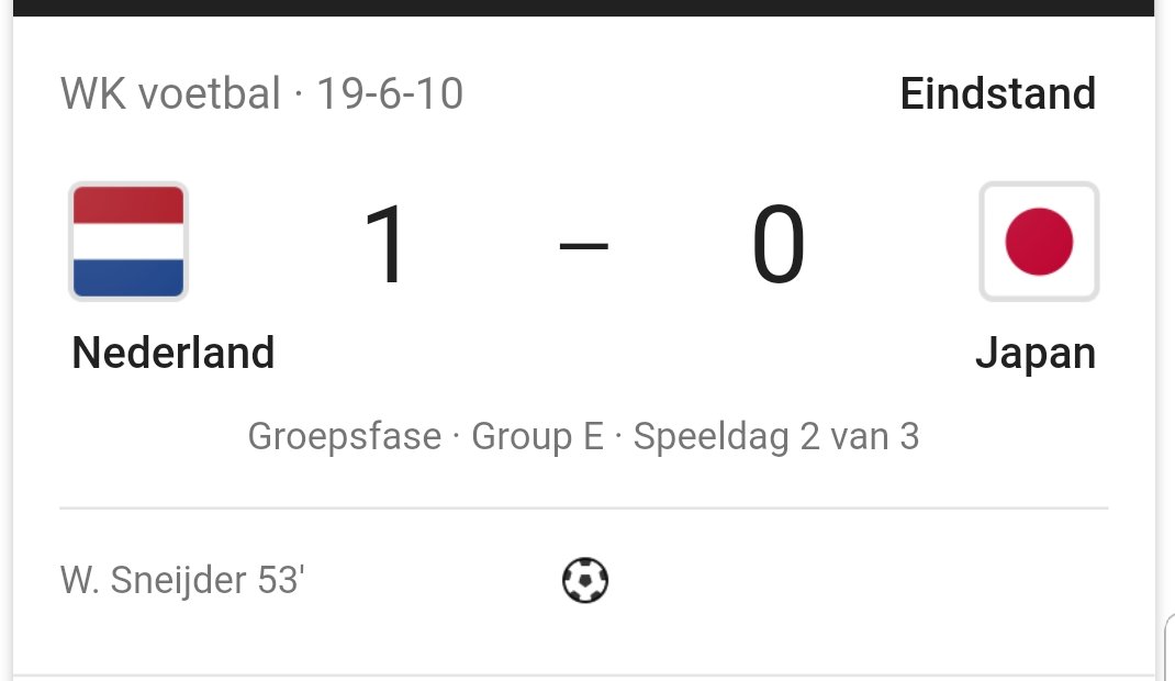 Molfan's tweet photo. @sneijder101010 @OnsOranje Hoi Wesley, 53e minuut, 1-0 eindstand, wat een super goal was dat. https://t.co/d3ZofNQQHn