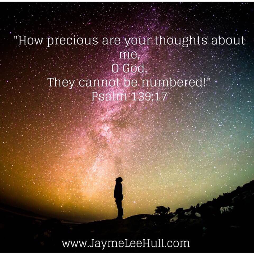 JaymeHull's tweet photo. Be encouraged tonight.
As you go into the new week remember God is always with you and thinking of you.
Psalm 139:17
“How precious are your thoughts about me, O God. They cannot be numbered.” #verse #sundaynight #june24 #weeklypreparation #prepare #rest #psalm139 https://t.co/Eb2WAUxcZi
