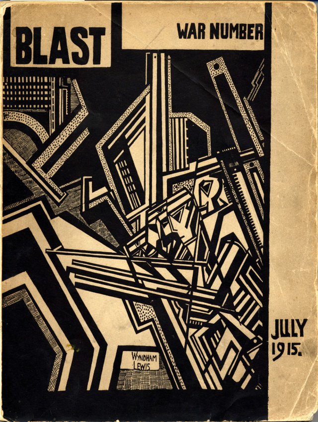 Wyndham Lewis’s Journal BLAST only ran to two issues. This is the cover of the second, which ran a piece from Henri Gaudier-Brzeska, 'Vortex (From the Trenches)', alongside his death notice: 'killed in a charge at Neuville St.Vaast, on June 5th, 1915'.