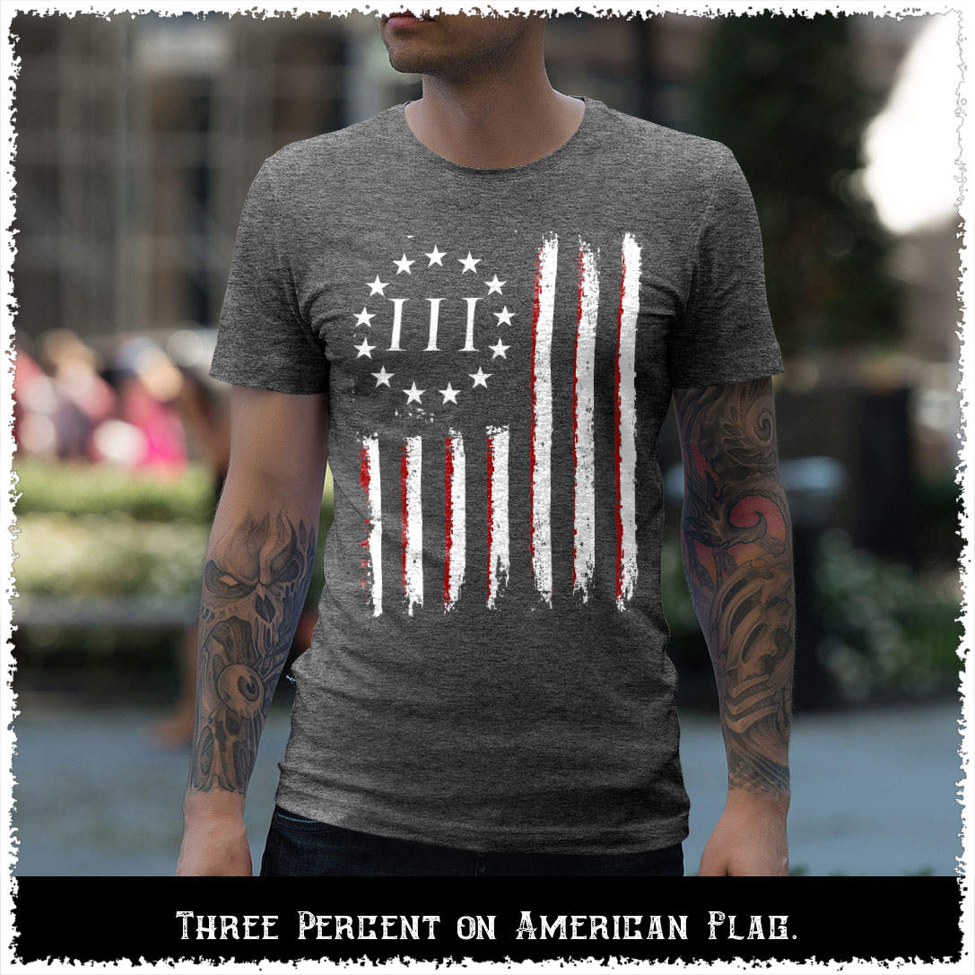loyalninetees's tweet image. Three Percent on American Flag. Gildan Ultra Cotton T-Shirt... goo.gl/Lg5Rqn #threepercent #threepercenter #threeper #patriot