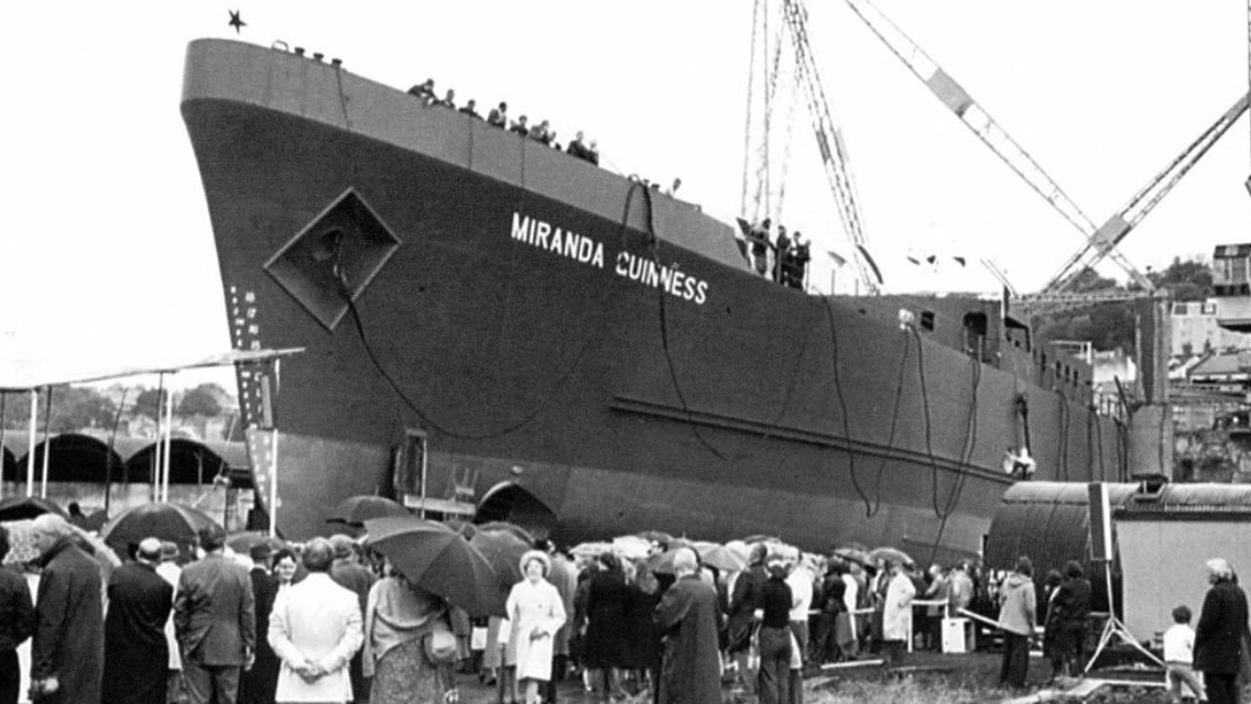 Launched in 1977, the MV Miranda Guinness was the last ship to be built in #Bristol - and also one of the largest. She was the world’s first vessel built specifically for transporting beer and was capable of carrying the equivalent of 1.6 million pints.