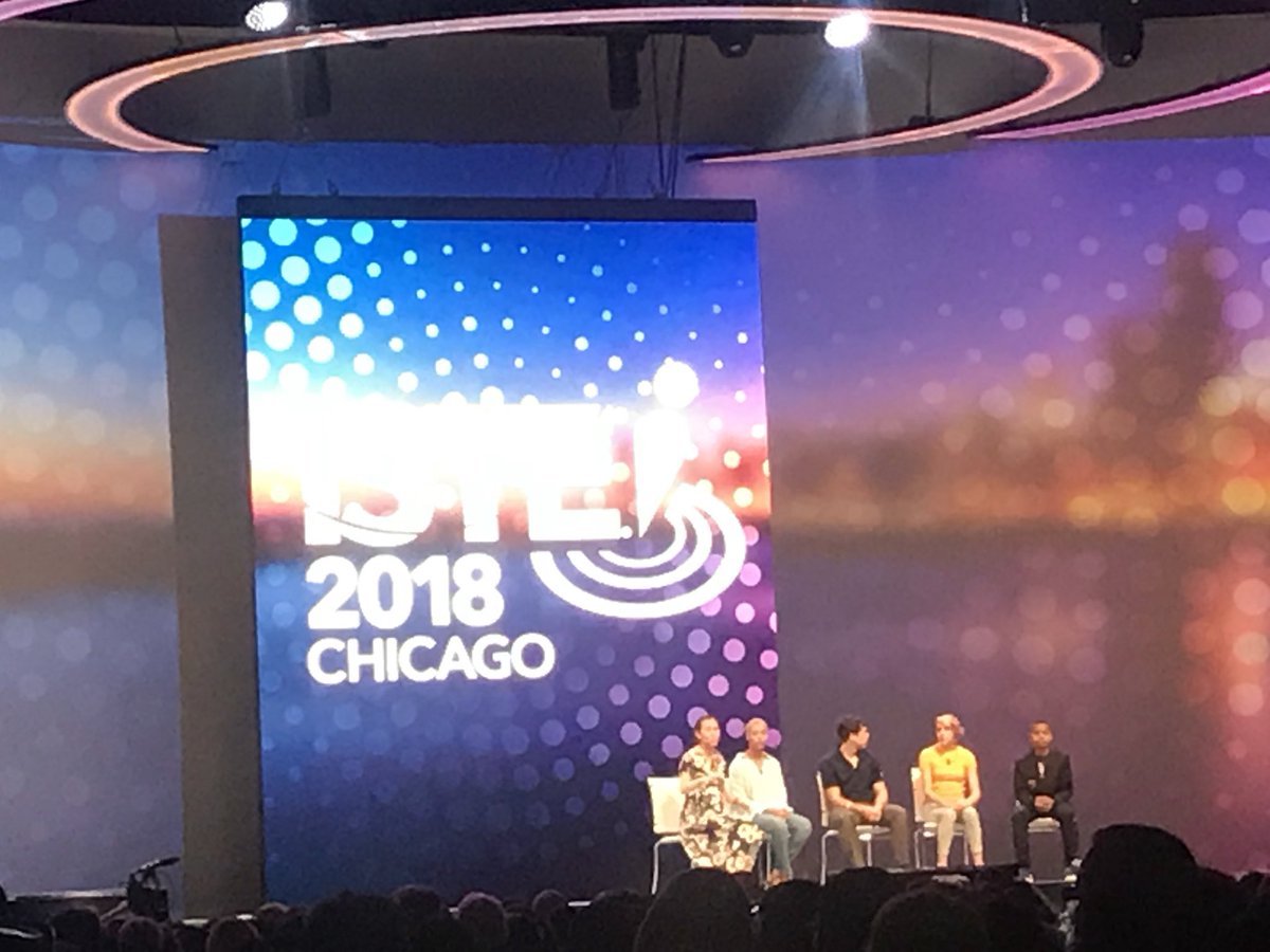 katiemartinedu's tweet photo. A lot of times teachers want to give you a blueprint that we follow step by step but my best teachers gave me tools and support to create meaningful change. student panel- Marley Rosario #ISTE18 https://t.co/nEb7xcL9Ie