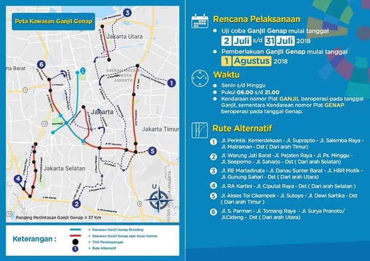 TMCPoldaMetro's tweet photo. 07:06 Pembatasan Lalu Lintas GANJIL-GENAP Asian Games 2018 https://t.co/Cxp7kzIMMc