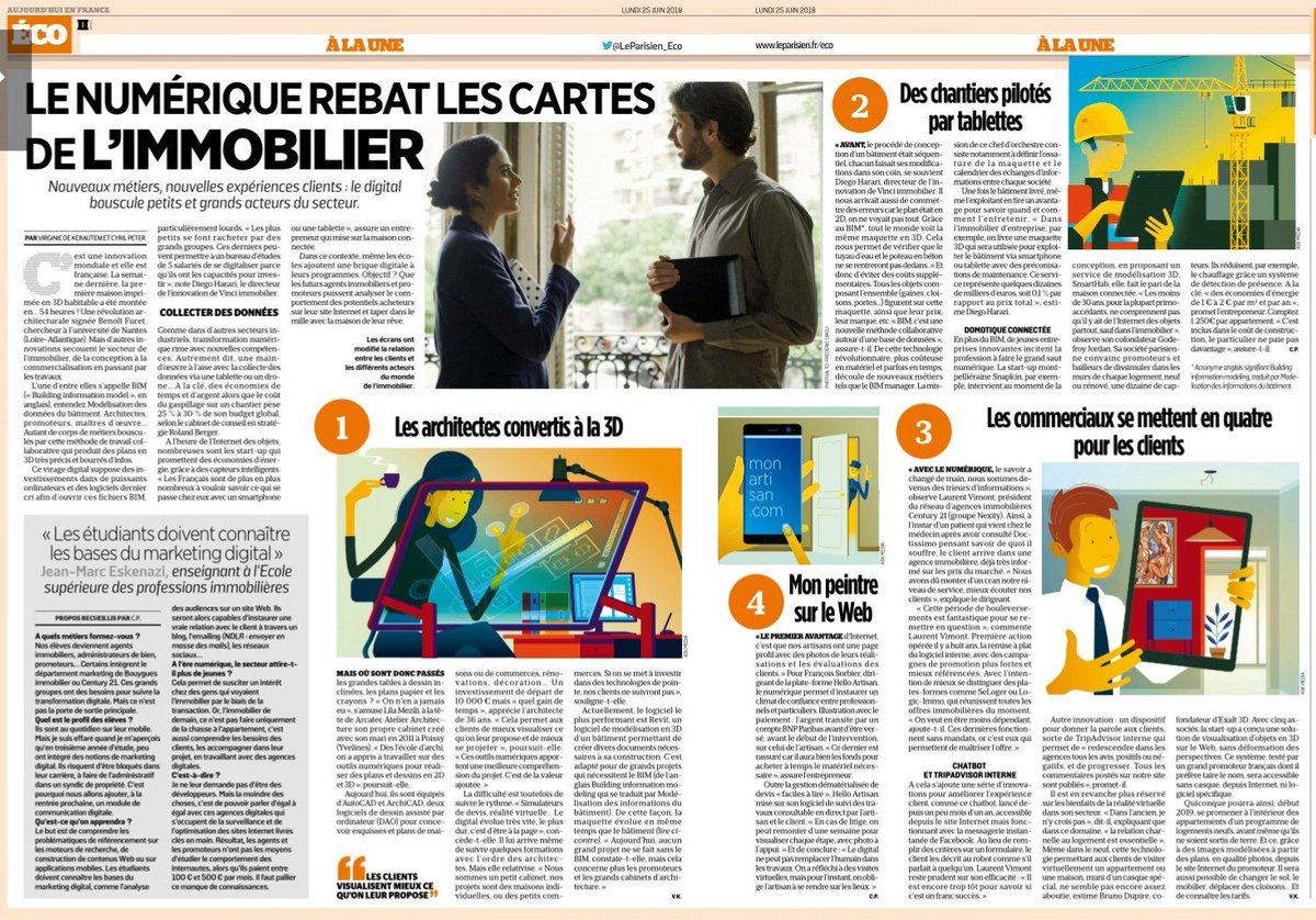 Qu'est-ce qui a changé dans la filière de l'Immobilier avec l'arrivée du numérique ?....en fait tout a été transformé de la conception, la réalisation, la gestion et jusqu'à l'achat clients ! 
#BIM #IA #IoT #Web #GRC #BigData #Blockchain