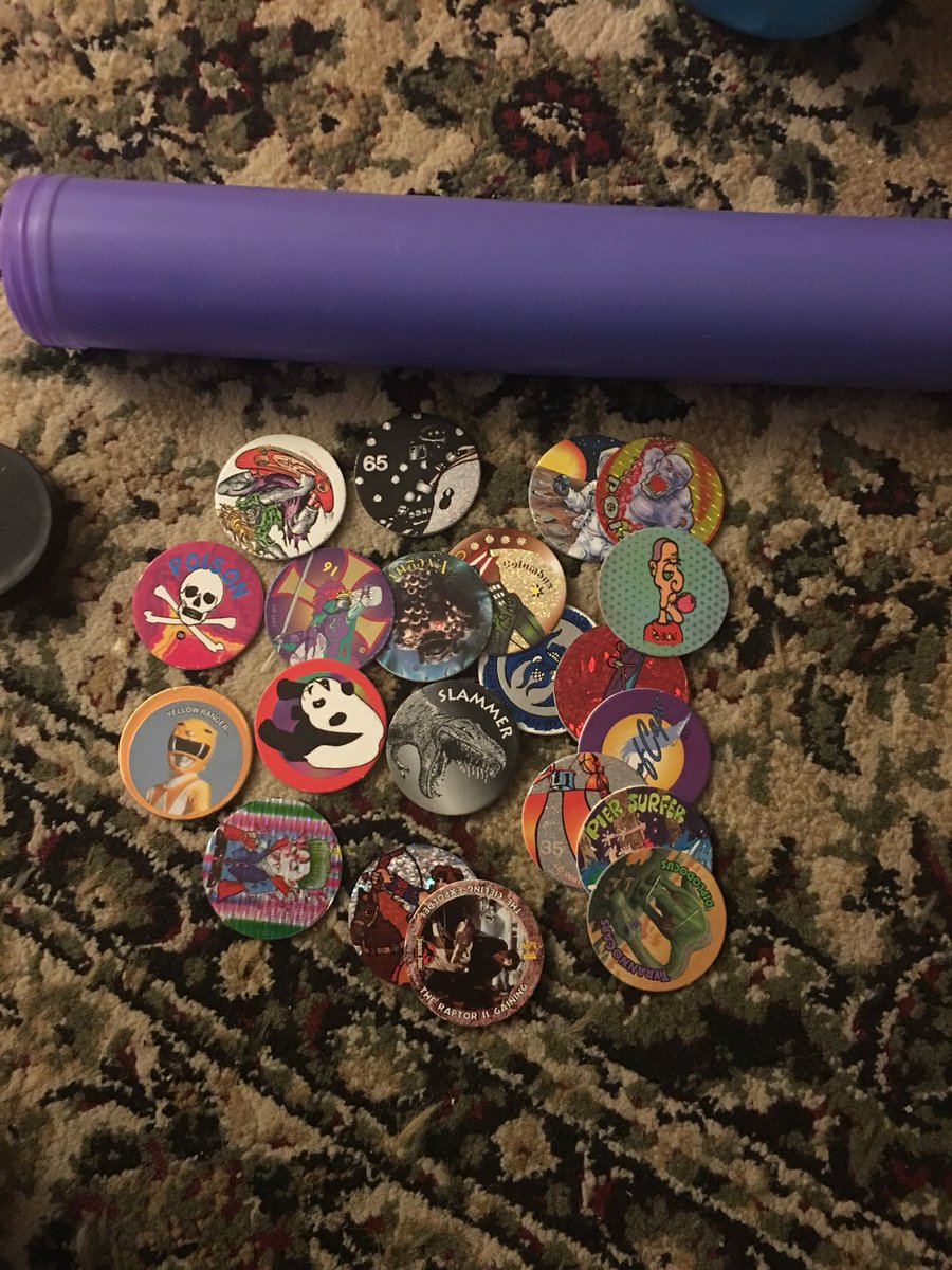 RebeccaMyDear's tweet photo. @ScottRogowsky @IQtrivia  still have all my pogs!! https://t.co/jBBT2B4OB1