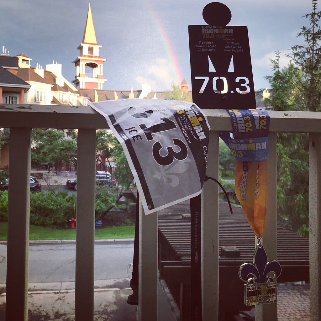 Joe_Klinedinst's tweet photo. Walking away from Mont Tremblant 70.3 with a 4:21:09 and 2nd place AG feels like finding the pot of gold at the end of a rainbow. 🌈 #teamwattieink #herbalife24💚 #yoderperformance https://t.co/s9VXGVmktJ