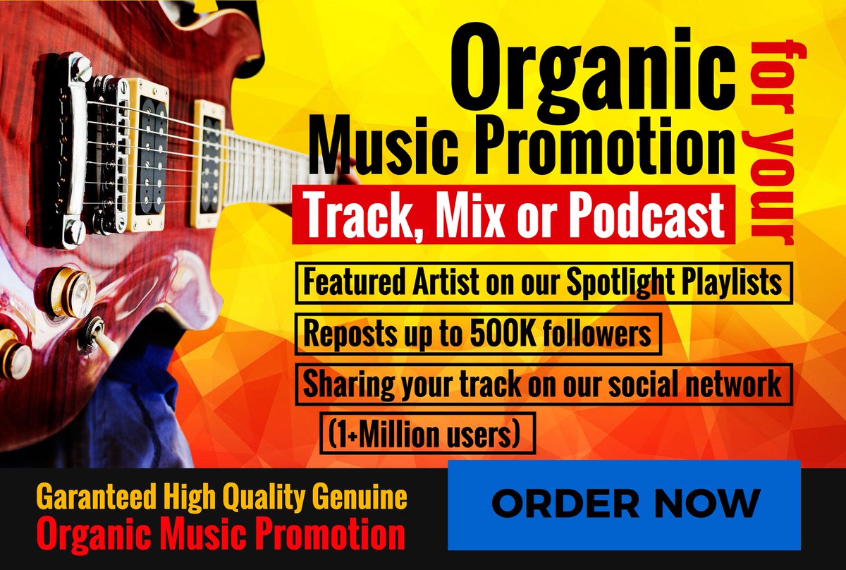 Organic #SoundCloud #Promotion:

-Featured Artist on our Spotlight Playlists
-Reposts up to 300K SC followers
-Sharing your track on twitter (+1 Million users)

Check Promo Plans => fiverr.com/twittmarketing…

#Indie #hiphop #EDM #rap #house #RnB #techno #indiemusic #dance #popmusic