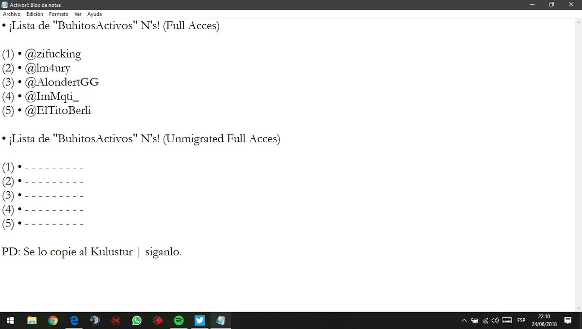 AltsBuhoo's tweet image. Recuerden que hay lista de activos!

¡Requisitos! 📩

• Activar Las Notificaciones 🔔 ( Screen )
• Tener #TeamBuhoo En su nick de twitter ( Obligatorio )
• Dar #MG (❤️) y #RT (🔃) A TODOS mis tweets
• Ser Activo

Asi va la lista de activos!