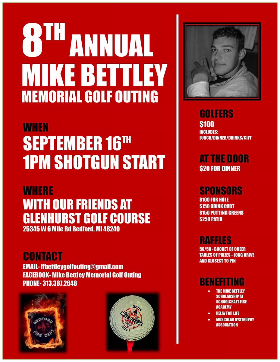 1206RTFD's tweet photo. Come out and celebrate Mike’s life with us and support a great scholarship fund!
Looking for golfers, sponsors and raffle items! https://t.co/4N1Pp6etcD