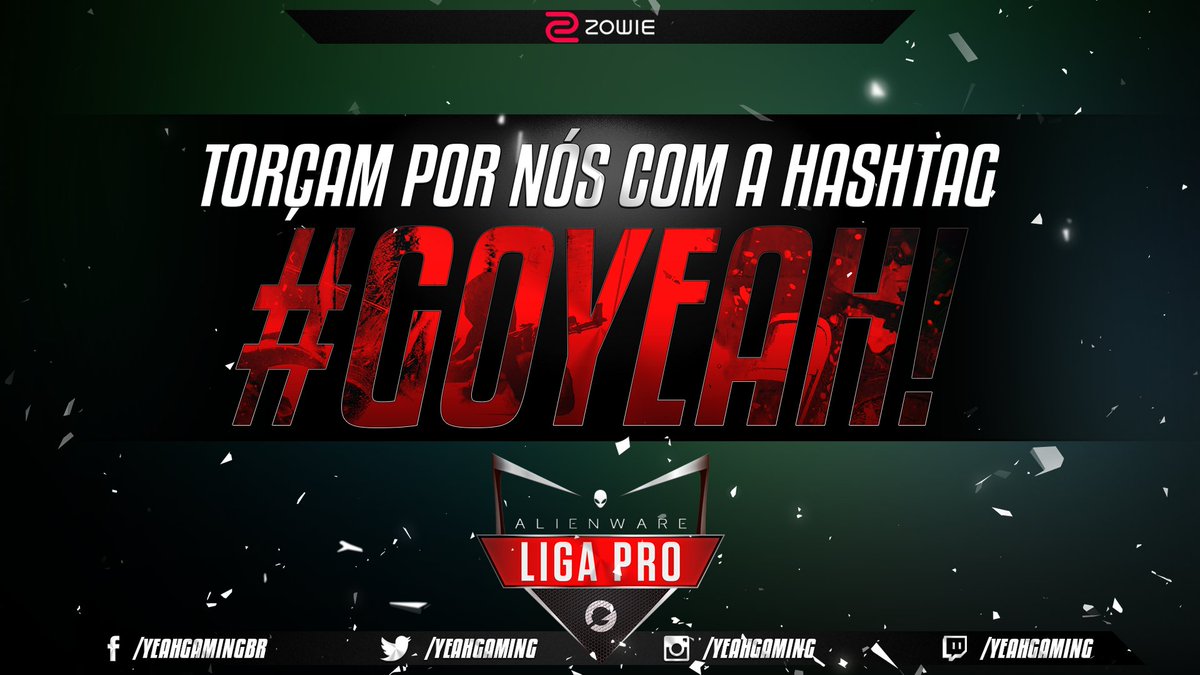 YeahGaming's tweet photo. Mostrem a nossa torcida em uma só voz com a hashtag #GoYeah nessa grande final da #AlienwareLigaPro da @GamersClubBR! https://t.co/vZQT210M5t