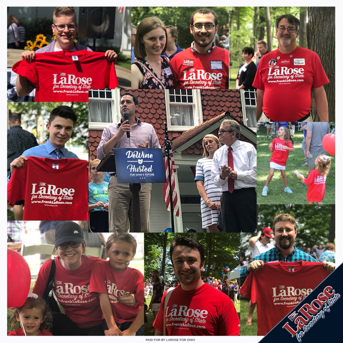 FrankLaRose's tweet photo. Thank you @MikeDeWine and Fran for hosting another amazing Old Fashioned Ice Cream Social today. It was great to be with the whole statewide ticket as well as so many great #TeamLaRose supporters. #DeWineICS https://t.co/jINPix44Pq
