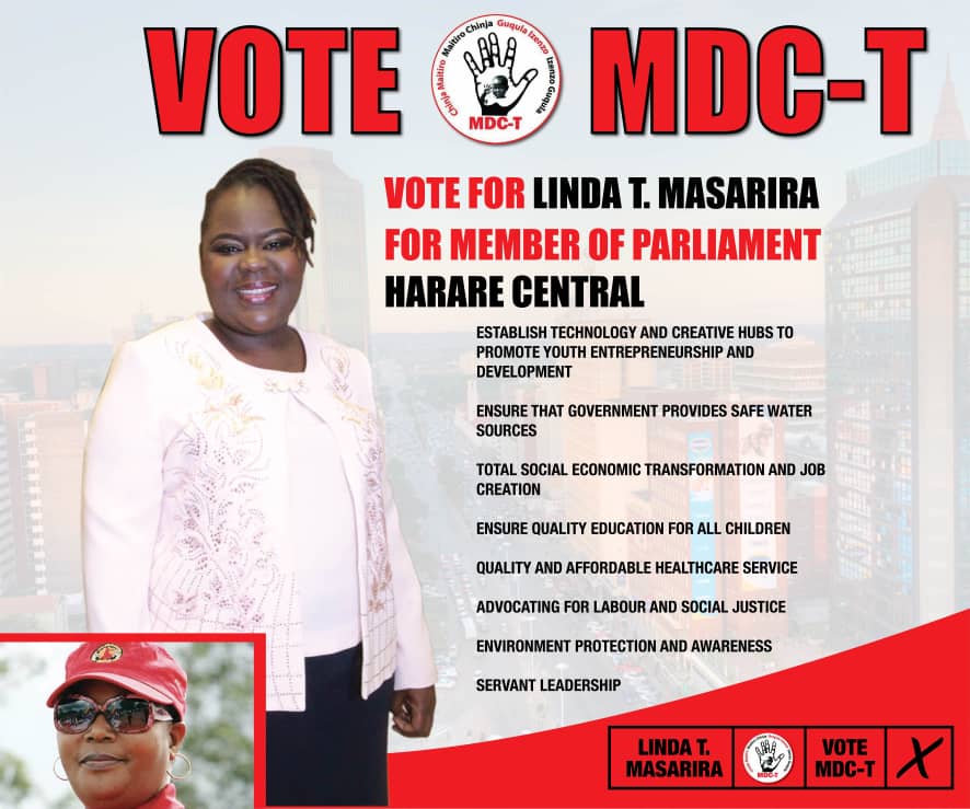 Meet aspiring MP for Harare Central (MDC-Khupe), Linda Masarira

-DOB 1983(35)
-BA Peace & governance*
-Former Pres Train workers Union (2008-13)
-Former Technician at NRZ
-Founder Zim Women in Politics Alliance
-Arrested multiple times 4 political activism

#ZimCampaign2018