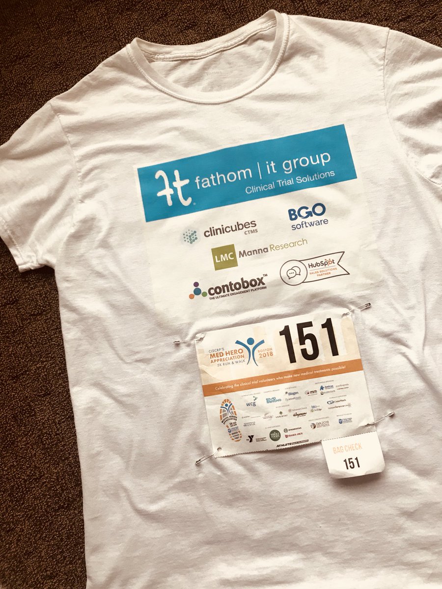 fathomitgroup's tweet photo. Who is ready with me for the 6:30am start?! Geared up an ready to go!!  Not too late for last minute registration or make a donation! @DrugInfoAssn  #DIA2018 @CISCRP Medical Heroes Appreciation 5K Run &amp; Walk.  @fathomitgroup @clinicubes @LMCManna @contobox @BGOSoftware @HubSpot https://t.co/D9c8SVvVjG