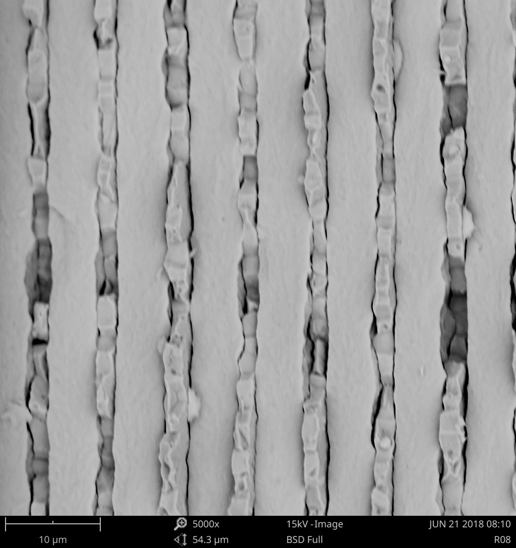 Ever seen a 5000x cross section of an #MLCC?  We think you might enjoy this pic.  This is our new vertical MLCC for #highfrequency wire-bond applications. #Capacitors