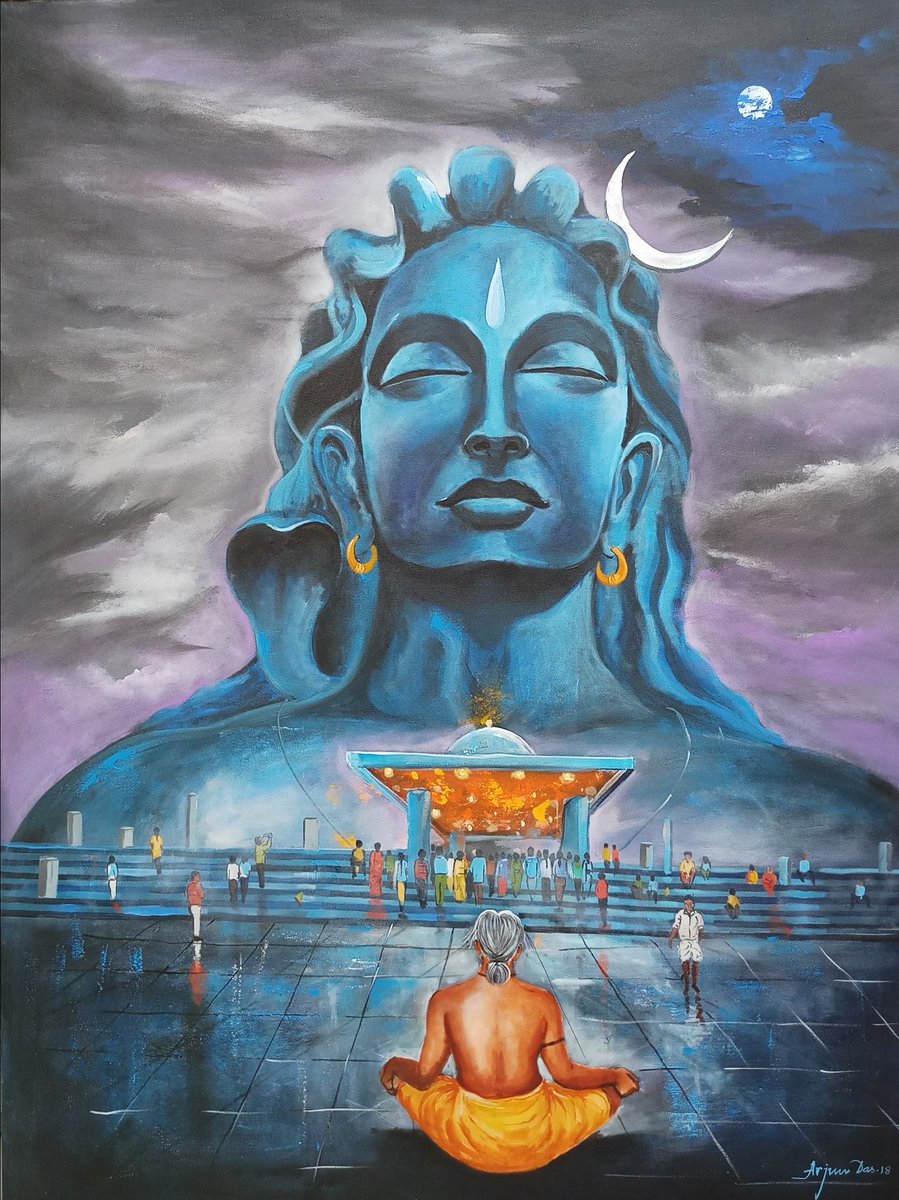 Featured image of post Adiyogi Shiva Statue Painting Surrounded by verdant green farms at the foothills of velliangiri mountains in the western ghats adiyogi shiva statue is the world s biggest bust statue dedicated to the famous hindu deity shiva which is carved out of 500 tonnes of steel