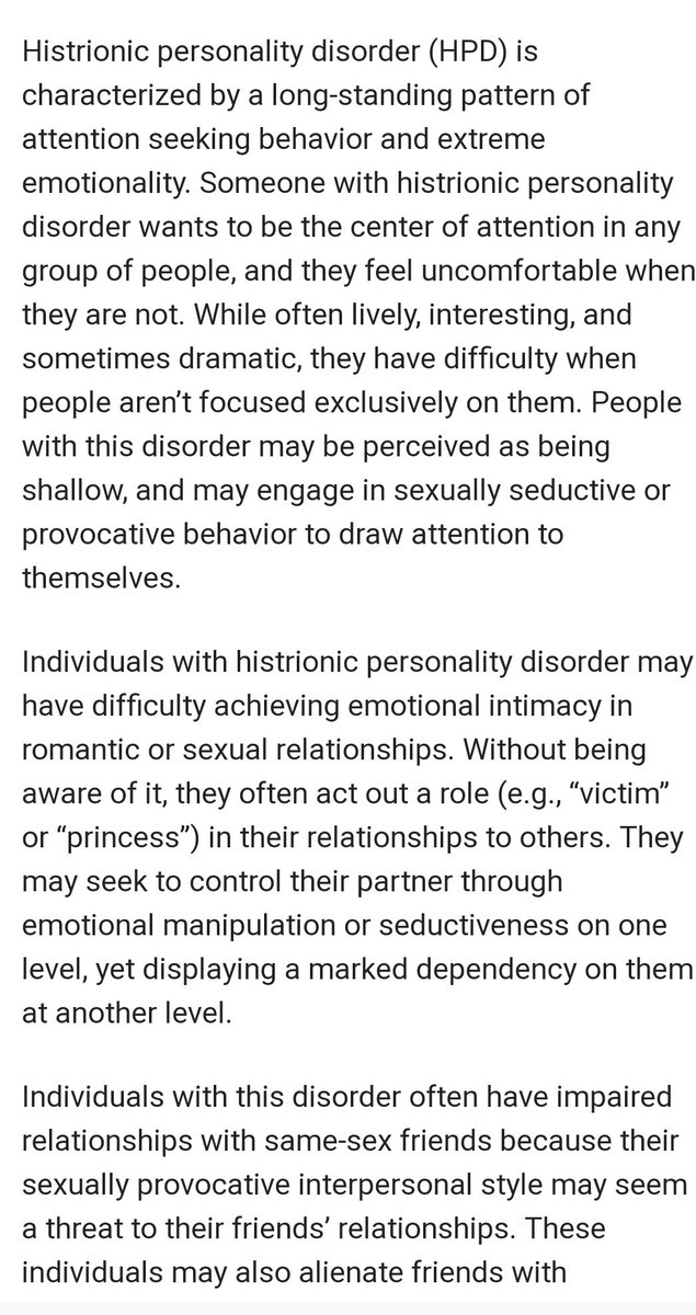 Dr_SureshGSK's tweet photo. @MsSriReddy Histrionic personality disorder (HPD) .. Always craving for Attention seeking.. Hope you r suffering with dis kind of psychological disorder take cr now itself.. #HPD1 https://t.co/0BXEp7TEjg