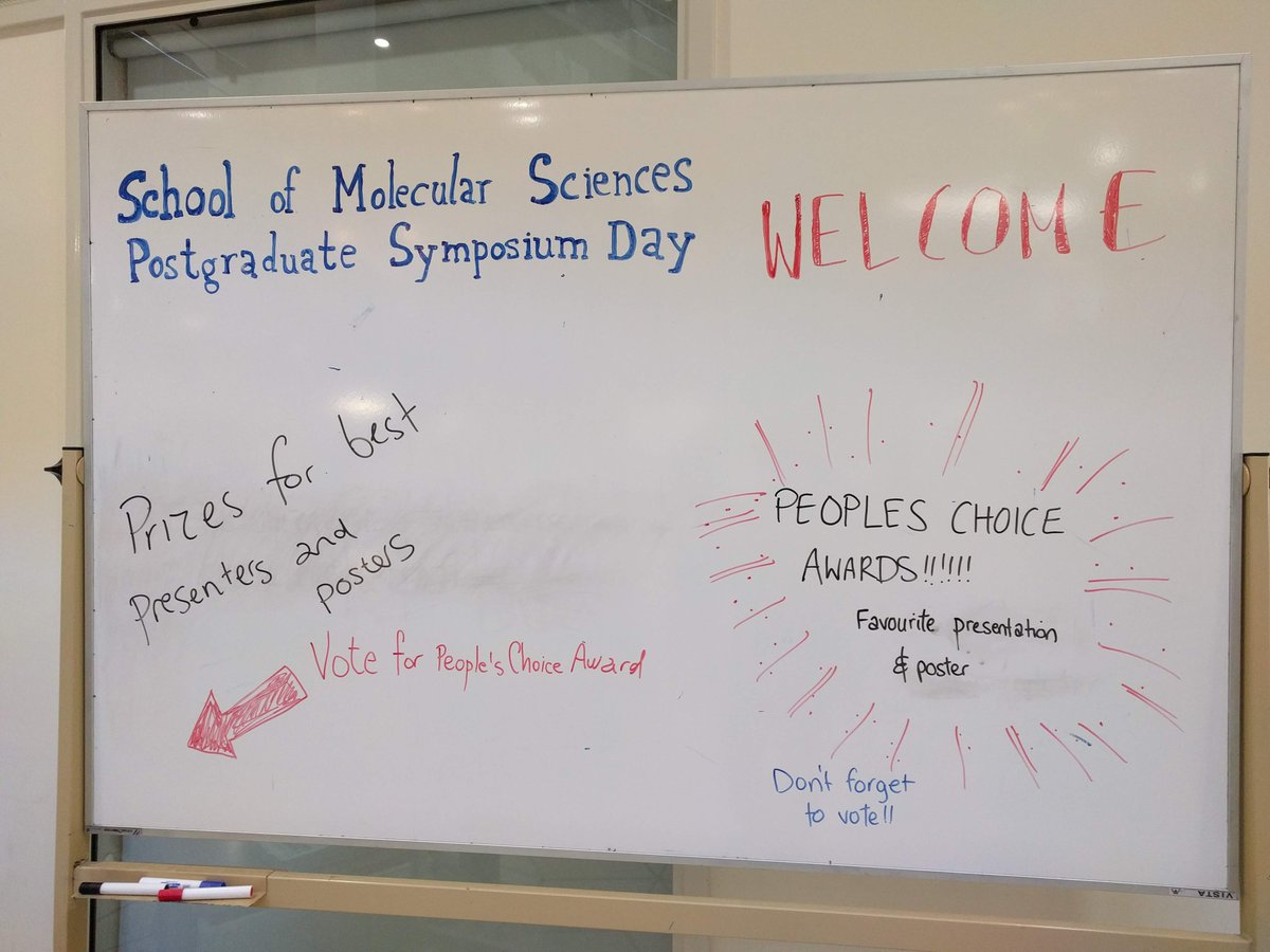 SMS_UWA's tweet photo. The second annual postgraduate symposium day. A student organised event  for #PhD students to showcase their work. Well done to the organising  team and all the prize winners. #ozchem #biochem #genetics @ScienceUWA  @UWAresearch https://t.co/VV009kgDgE