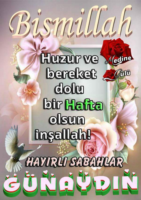 🌷 Yeni Güne
🌱 Yeni Haftaya Bismillah.
Pazartesi İlktir, Yeni Umuttur
Yeni Haftamız Hayırlı ve Umut Dolu Olsun İnşallah...
Günaydın 💝 Hayırlı Haftalar