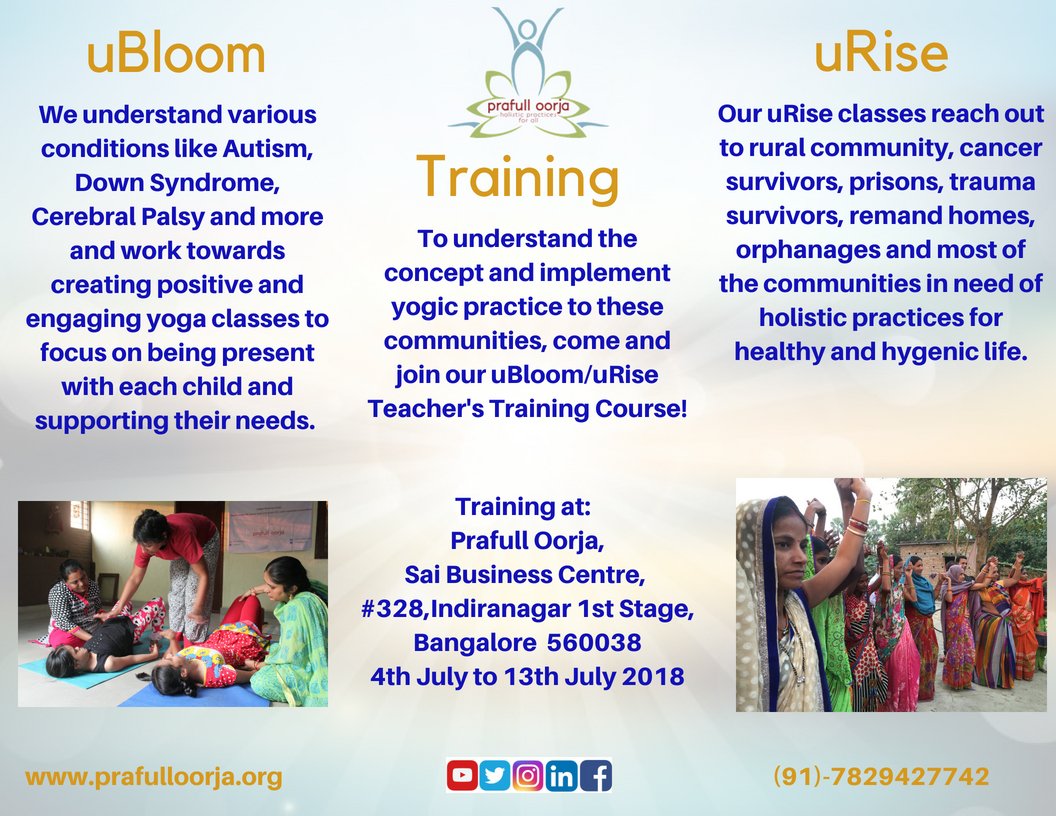 prafulloorja's tweet photo. Enroll now to learn about various communities in need and practical application of yoga principles as therapy to empower them for improved health and well-being.
Training starts next week!
#PrafullOorja #YogaTherapy https://t.co/Ww3em68DX2