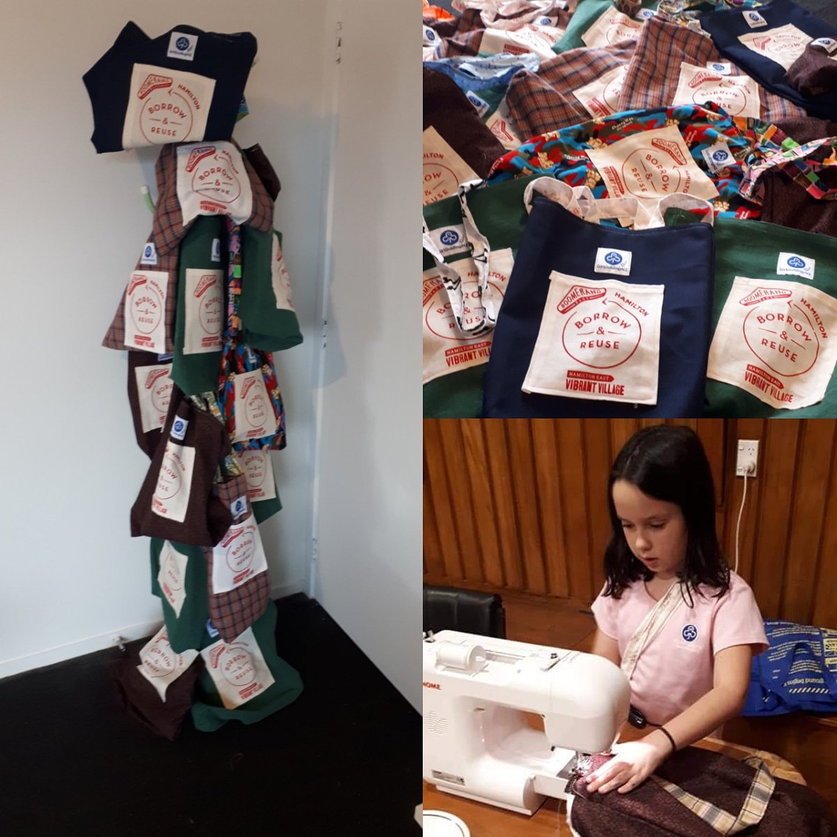 lookingwide's tweet photo. @BoomerangBagsNZ and @GirlGuidingNZ working together to save the world, one plastic bag at a time! Thanks Boomerang Bags for teaching the Glenveiw Brownies how to sew bags; the girls had great fun and loved knowing their creations were reusing and recycling! #upcycle https://t.co/nRxompMQH7